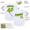 Custom White Neon Green-Black Mesh Authentic Throwback Baseball Jersey
