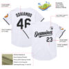 Custom White Black-Gray Mesh Authentic Throwback Baseball Jersey