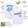 Custom White Light Blue-Steel Gray Mesh Authentic Throwback Baseball Jersey
