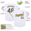 Custom White Steel Gray-Old Gold Mesh Authentic Throwback Baseball Jersey