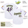 Custom White Purple-Neon Green Mesh Authentic Throwback Baseball Jersey