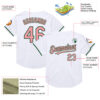 Custom White Medium Pink-Green Mesh Authentic Throwback Baseball Jersey