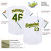 Custom White Green-Gold Mesh Authentic Throwback Baseball Jersey