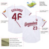 Custom White Crimson-Gray Mesh Authentic Throwback Baseball Jersey