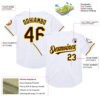 Custom White Brown-Yellow Mesh Authentic Throwback Baseball Jersey
