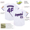 Custom White Purple-Black Mesh Authentic Throwback Baseball Jersey