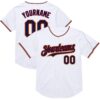 Custom White Navy Red-Old Gold Mesh Authentic Throwback Baseball Jersey