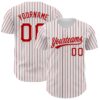 Custom White Red Pinstripe Red Authentic Baseball Jersey