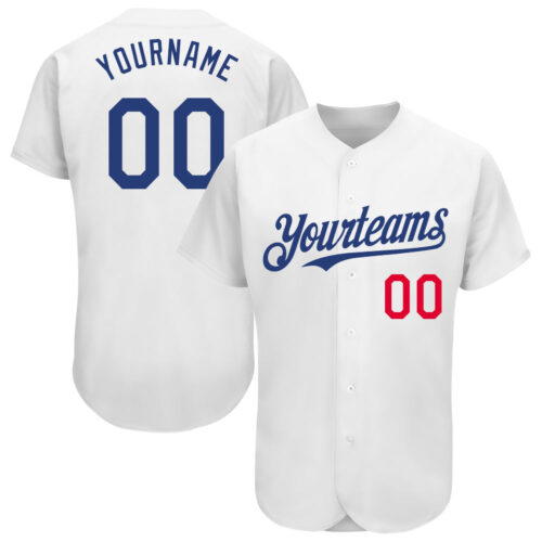 White1854 Custom White Royal-Red Authentic Baseball Jersey