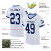 Custom White Navy-Light Blue Mesh Authentic Throwback Football Jersey