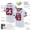 Custom White Maroon-Black Mesh Authentic Throwback Football Jersey