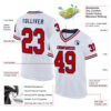 Custom White Red-Navy Mesh Authentic Throwback Football Jersey