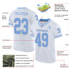 Custom White Light Blue-Gray Mesh Authentic Throwback Football Jersey