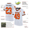 Custom White Orange-Black Mesh Authentic Throwback Football Jersey