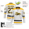 Custom White Black-Gold Hockey Lace Neck Jersey