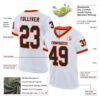 Custom White Black-Orange Mesh Authentic Throwback Football Jersey
