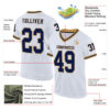 Custom White Navy-Old Gold Mesh Authentic Throwback Football Jersey