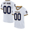 Custom White Navy-Old Gold Mesh Authentic Throwback Football Jersey