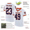 Custom White Navy-Orange Mesh Authentic Throwback Football Jersey
