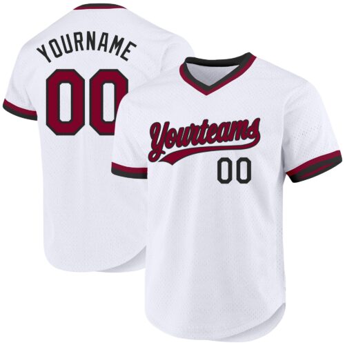 White1971 Custom White Maroon-Black Authentic Throwback Baseball Jersey