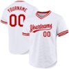Custom White Red Authentic Throwback Baseball Jersey