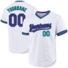 Custom White Purple Black-Teal Authentic Throwback Baseball Jersey