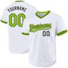 Custom White Neon Green-Black Authentic Throwback Baseball Jersey