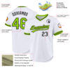 Custom White Neon Green-Black Authentic Throwback Baseball Jersey