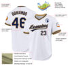Custom White Navy-Old Gold Authentic Throwback Baseball Jersey