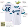 Custom White Navy-Teal Authentic Throwback Baseball Jersey