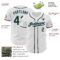 Custom White Black-Ice Blue Authentic Baseball Jersey