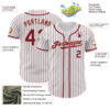 Custom White Crimson Pinstripe Cream Authentic Baseball Jersey