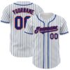 Custom White Royal Pinstripe Red Authentic Baseball Jersey