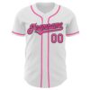 Custom White Pink-Black Authentic Baseball Jersey