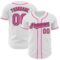 Custom White Pink-Black Authentic Baseball Jersey