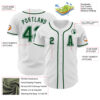 Custom White Green Authentic Baseball Jersey
