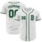 Custom White Green Authentic Baseball Jersey