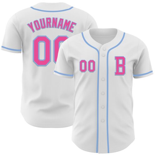 White2164_a2469f8f-b62d-402e-83b3-ed941a37f6f3 Custom White Pink-Light Blue Authentic Baseball Jersey