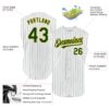 Custom White Green Pinstripe Gold Authentic Sleeveless Baseball Jersey