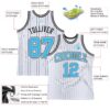 Custom White Black Pinstripe Sky Blue Authentic Basketball Jersey