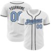 Custom White Light Blue-Black Authentic Baseball Jersey