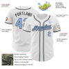 Custom White Light Blue-Black Authentic Baseball Jersey