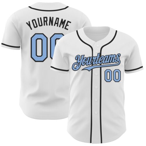 White2227 Custom White Light Blue-Black Authentic Baseball Jersey