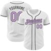 Custom White Light Purple-Steel Gray Authentic Baseball Jersey