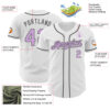 Custom White Light Purple-Steel Gray Authentic Baseball Jersey