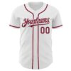 Custom White Crimson Authentic Baseball Jersey
