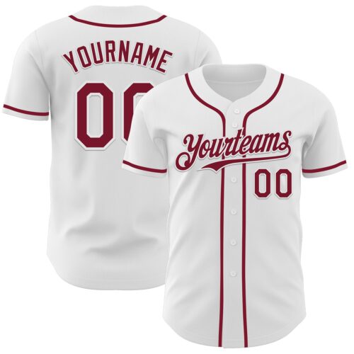 White2232 Custom White Crimson Authentic Baseball Jersey