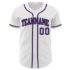 Custom White Purple-Black Authentic Baseball Jersey