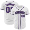 Custom White Purple-Black Authentic Baseball Jersey