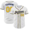 Custom White Yellow-Navy Authentic Baseball Jersey